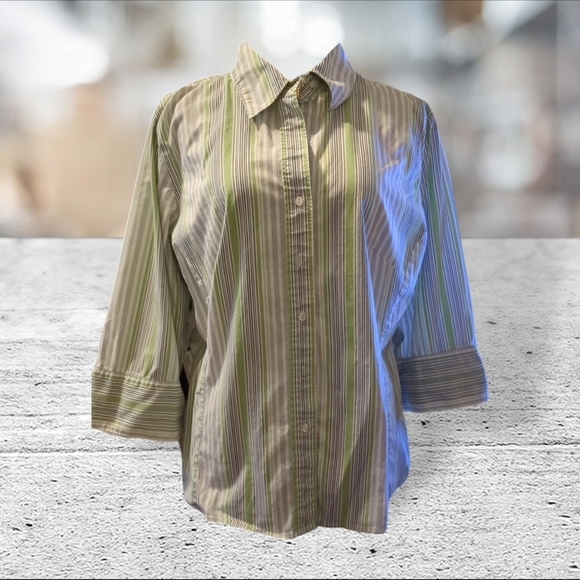 George women's plus stretch button down shirt 16W - Picture 10 of 13